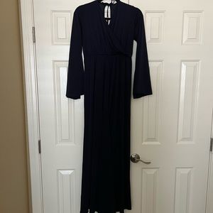 PinkBlush Navy Bell Sleeve Wrap Jumpsuit